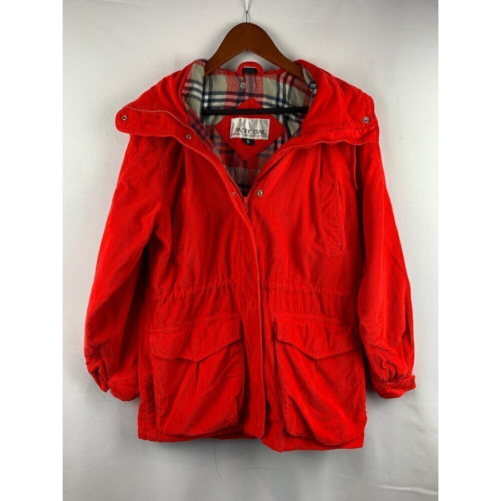 Vintage Pacific Trail Womens Red Corduroy Hooded Jacket Size S
